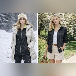 Stylish Black Bomber Jacket with Green Accents